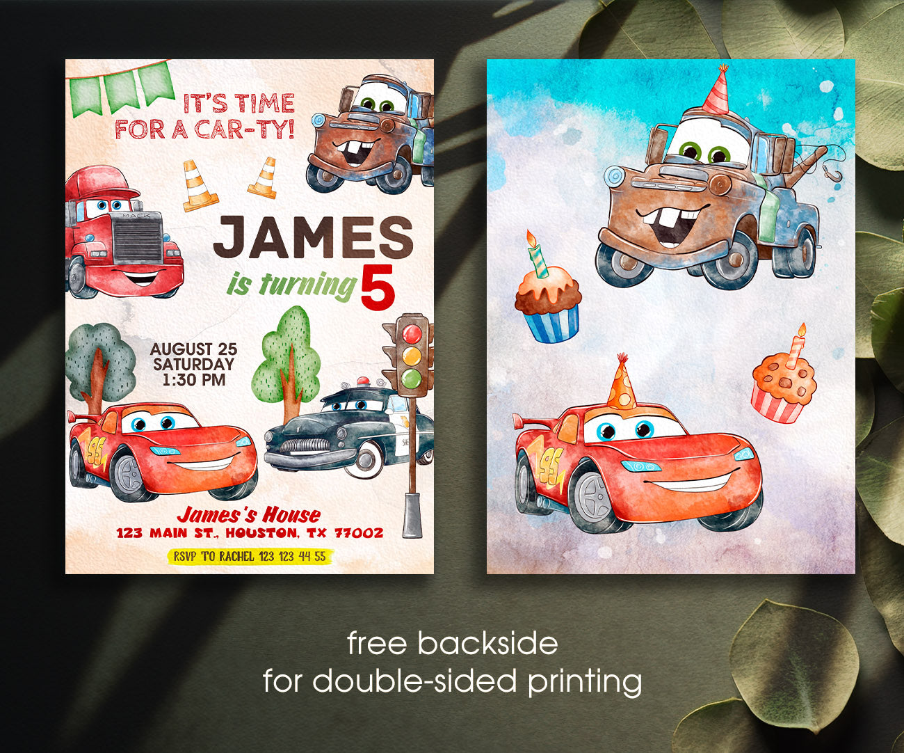 Cars Lightning McQueen customizable invitation template | Share or Print | boy | NP111
