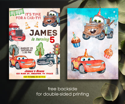 Cars Lightning McQueen customizable invitation template | Share or Print | boy | NP111