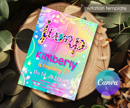 Trampoline Jump Party customizable invitation template | Share or Print | QF269