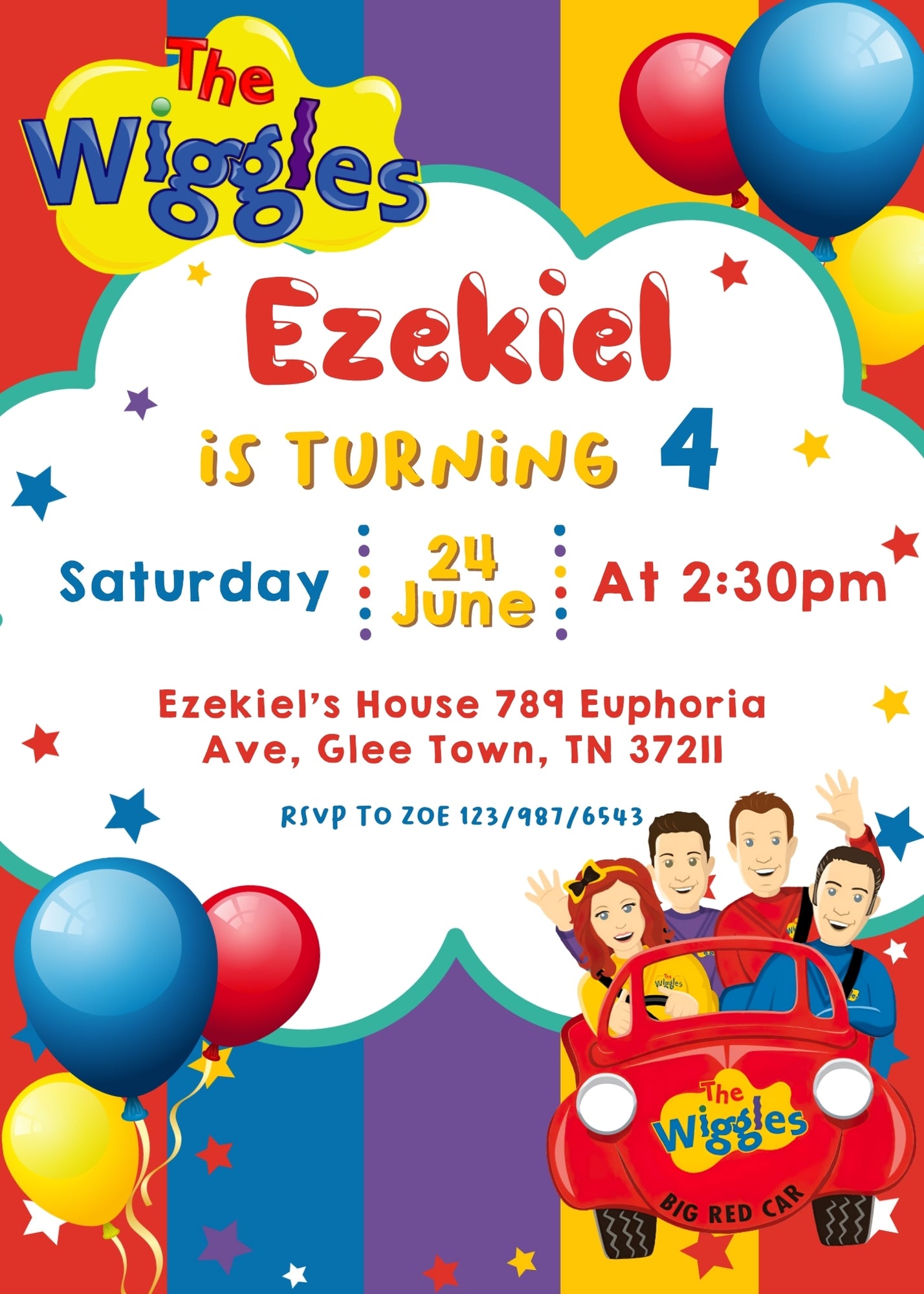 Wiggles One Finger One Thumb customizable invitation template | Share or Print | LF061