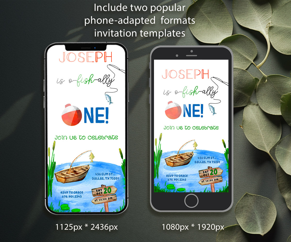 Fishing 1st O-Fish-Ally customizable invitation template | Share or Print | WX491