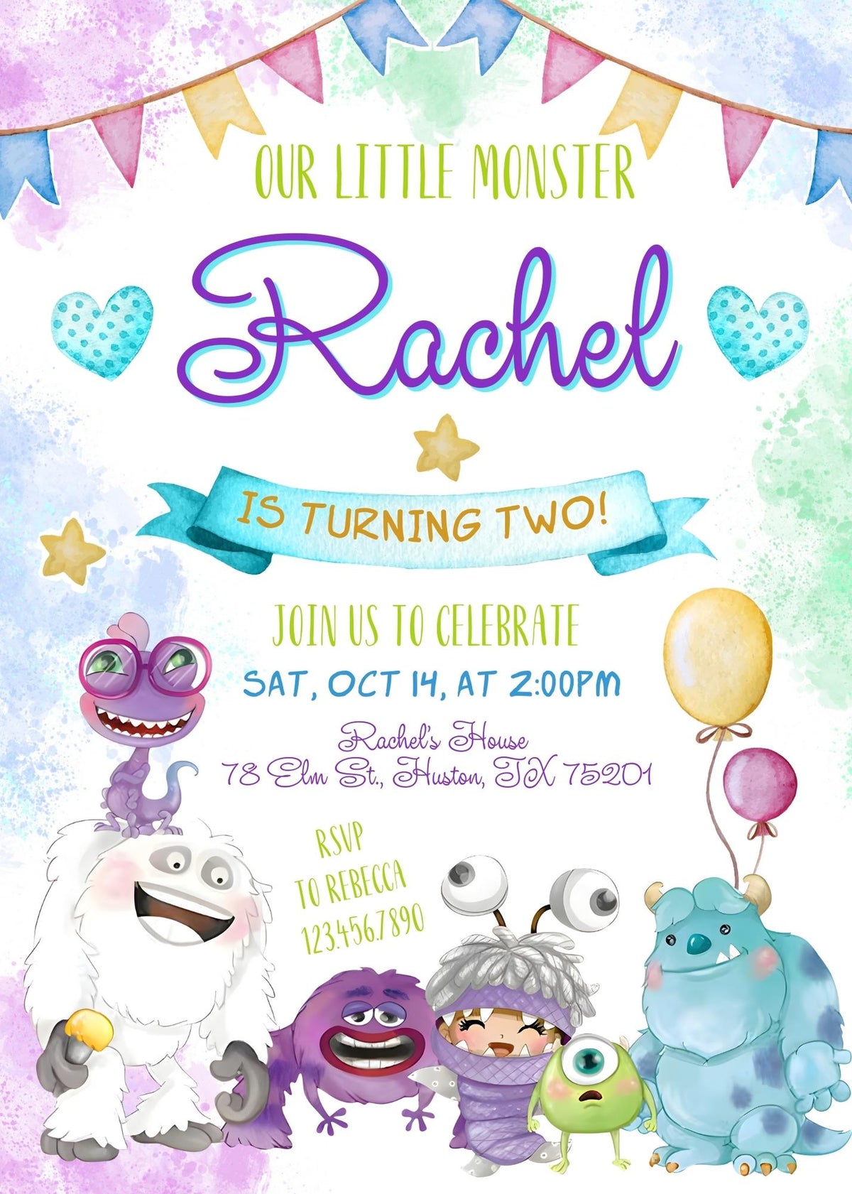 Monsters, Inc. customizable invitation template | Share or Print | LS723