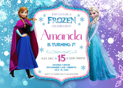 Frozen Elsa customizable invitation template | Share or Print | girl | HL773