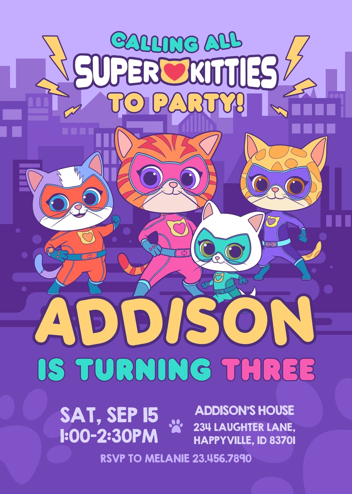 SuperKitties customizable invitation template | Share or Print | MX684