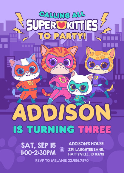 SuperKitties customizable invitation template | Share or Print | MX684