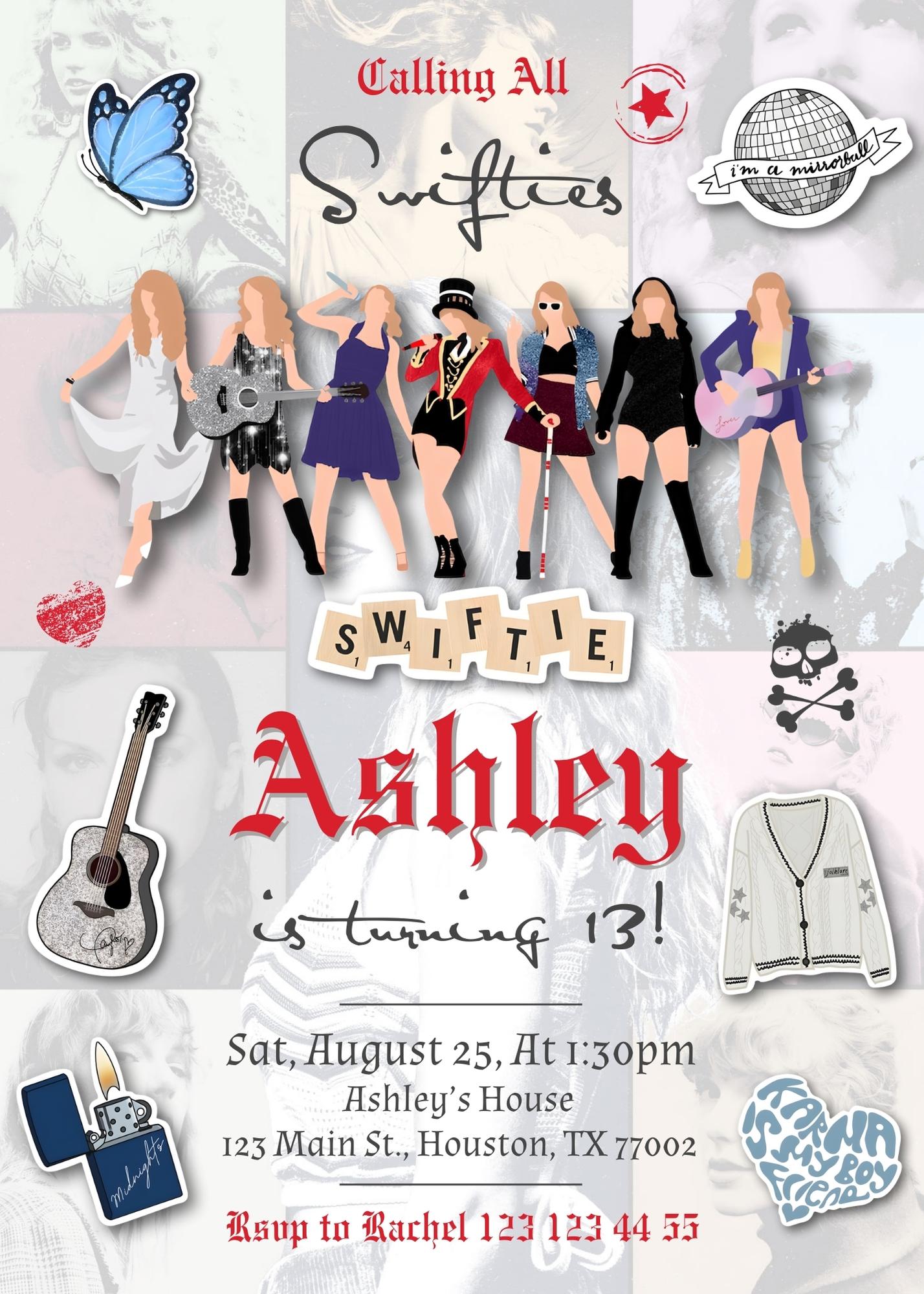 Taylor Swift Eras Tour customizable invitation template | Share or Print | girl | OD732