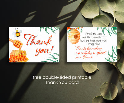 1st Bee Day Party customizable invitation template | Share or Print | XJ992
