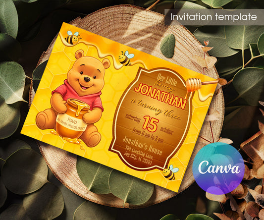 Winnie the Pooh customizable invitation template | Share or Print | EQ308