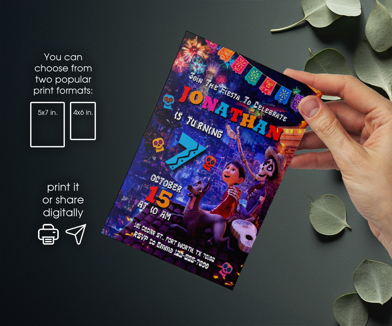 Coco Día Muertos Halloween customizable invitation template | Share or Print | FN711