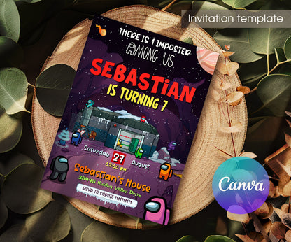 Among Us Gamer customizable invitation template | Share or Print | NL382
