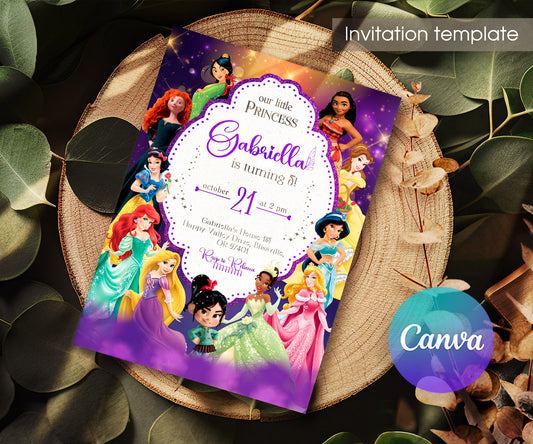 Disney Princess customizable invitation template | Share or Print | girl | PI591