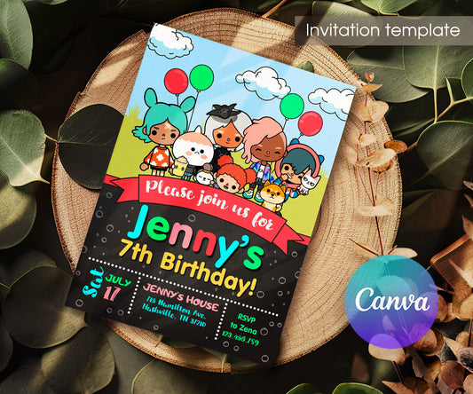 Toca Boca World Gamer customizable invitation template | Share or Print | CR360