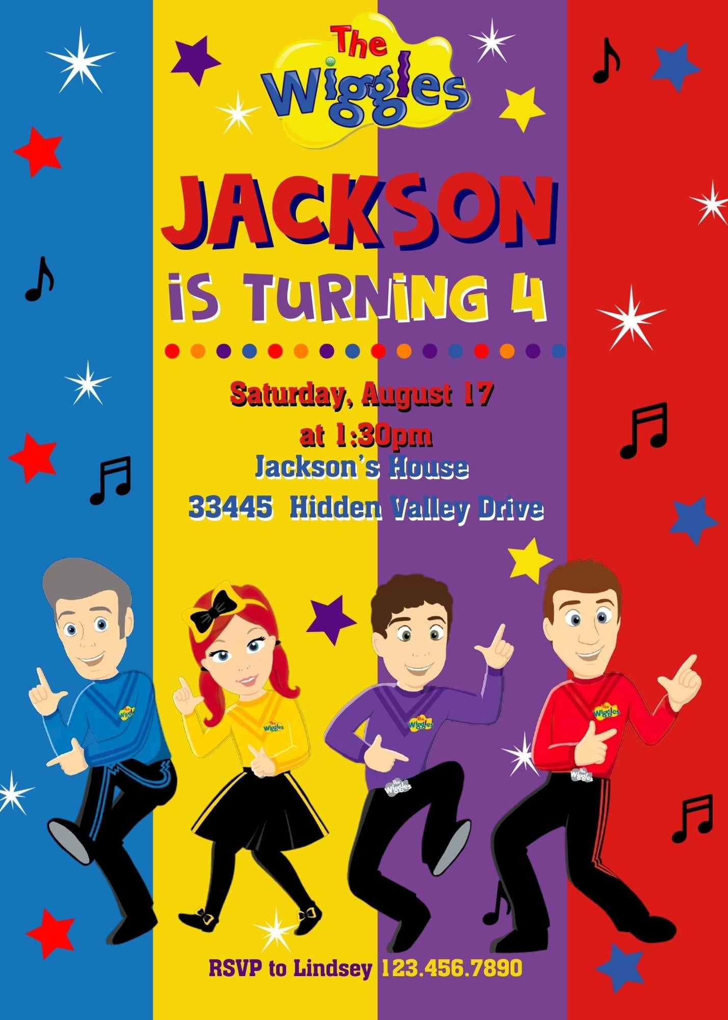 Wiggles One Finger One Thumb customizable invitation template | Share or Print | LA273