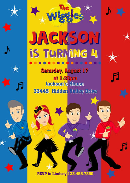 Wiggles One Finger One Thumb customizable invitation template | Share or Print | LA273