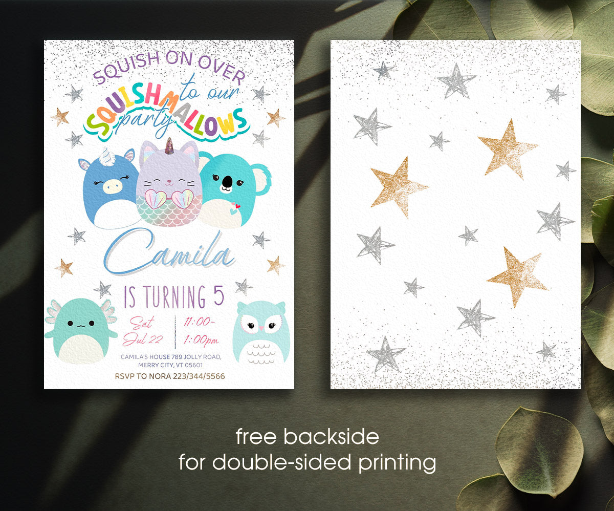 Squishmallows customizable invitation template | Share or Print | QM453