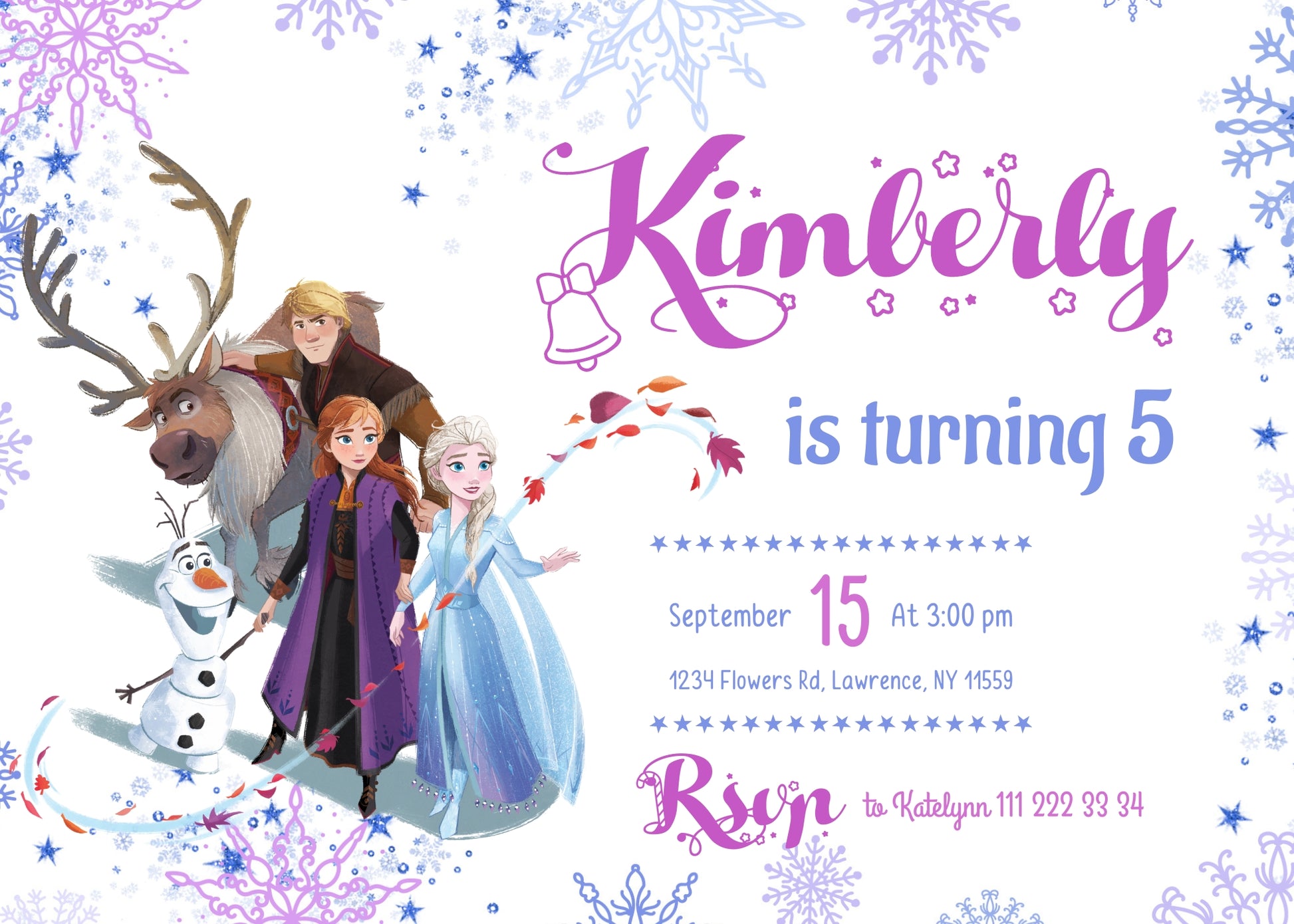 Frozen Elsa customizable invitation template | Share or Print | girl | PT847