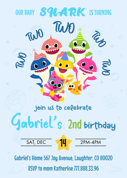 Baby Shark customizable invitation template | Share or Print | FU631