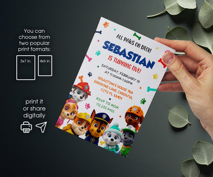 PAW Patrol customizable invitation template | Share or Print | QQ624