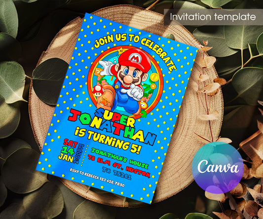 Super Mario Bros customizable invitation template | Share or Print | FZ847