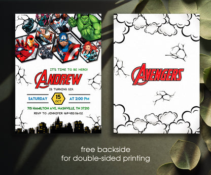 Avengers Marvel Superhero customizable invitation template | Share or Print | boy | TJ390