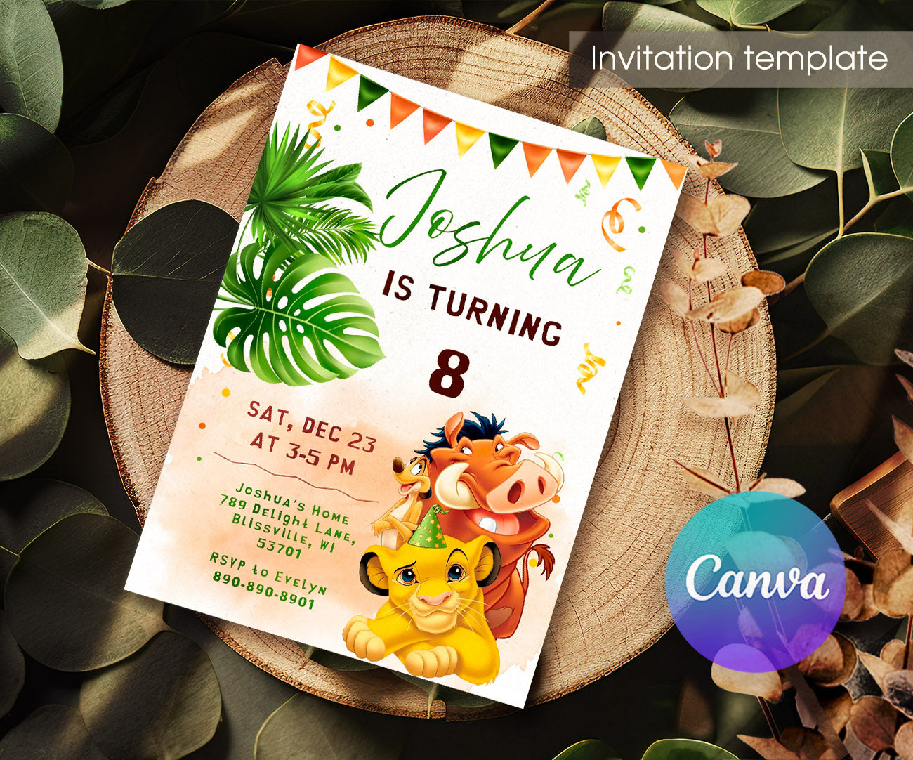 Lion King Simba customizable invitation template | Share or Print | AH303