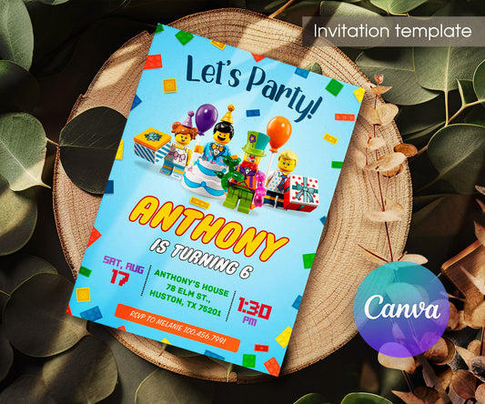 Lego Minifigures customizable invitation template | Share or Print | RG203