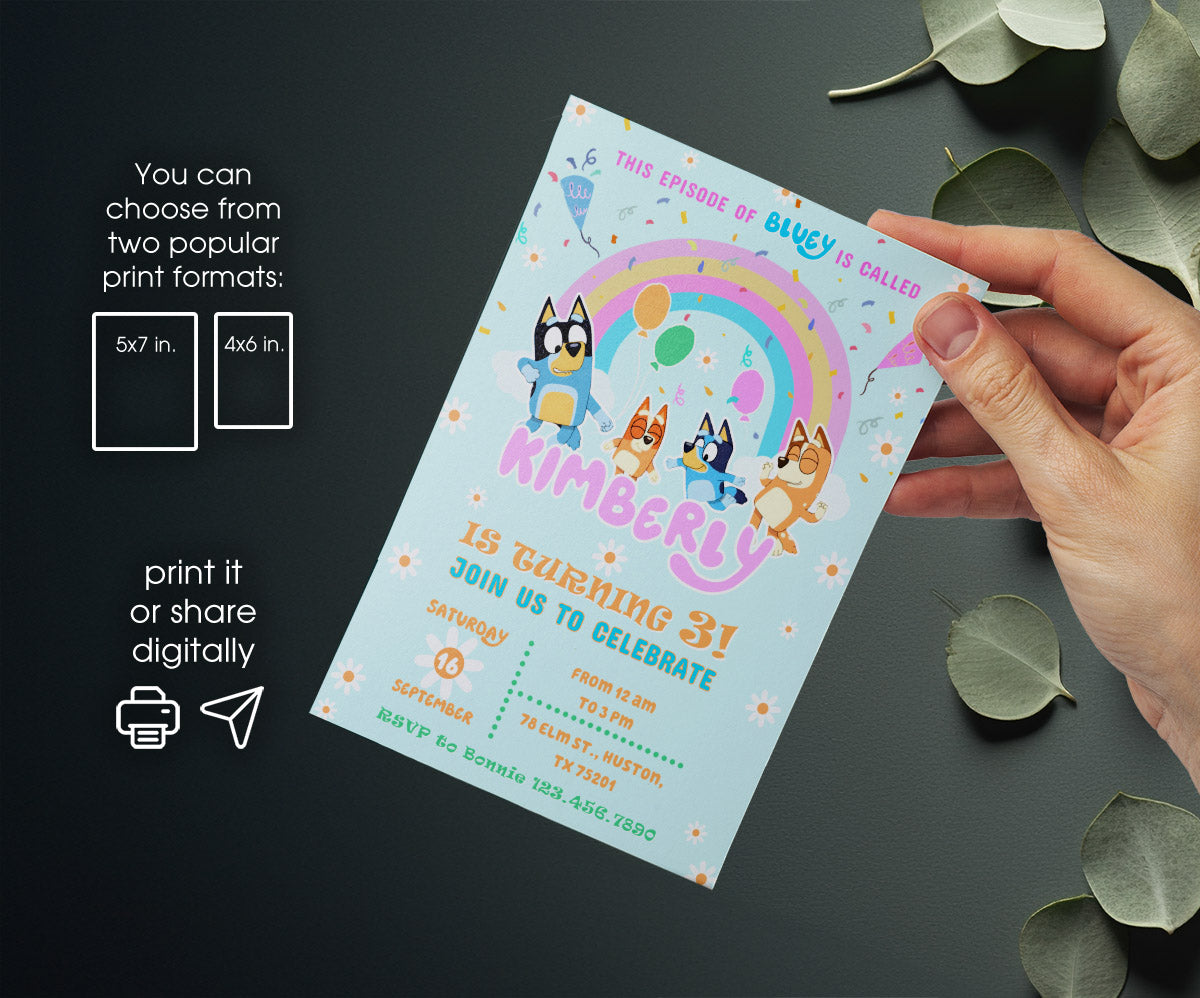 Bluey Bingo customizable invitation template | Share or Print | WK004