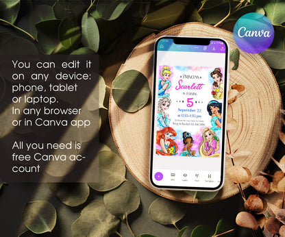Disney Princess customizable invitation template | Share or Print | girl | IM847