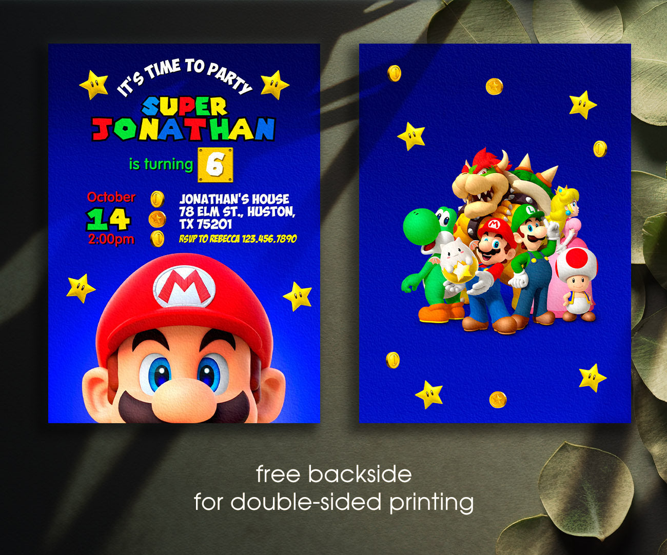 Super Mario Bros customizable invitation template | Share or Print | RZ939