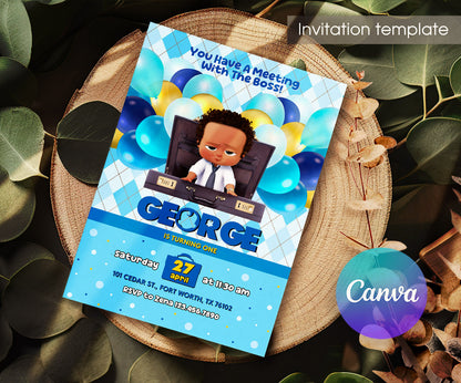 Baby Boss customizable invitation template | Share or Print | boy | CG341