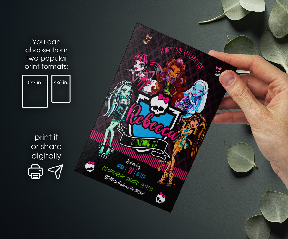 Monster High customizable invitation template | Share or Print | girl | CK080