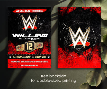 Wrestling WWE WrestleMania customizable invitation template | Share or Print | boy | RM739