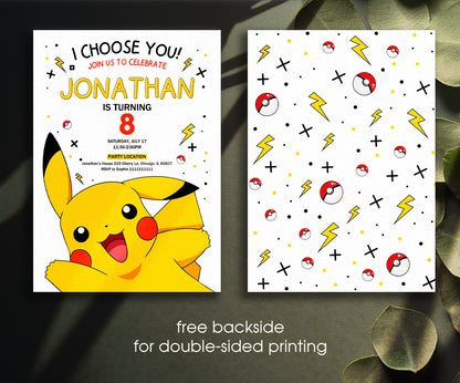 Pokemon Pikachu customizable invitation template | Share or Print | PR502