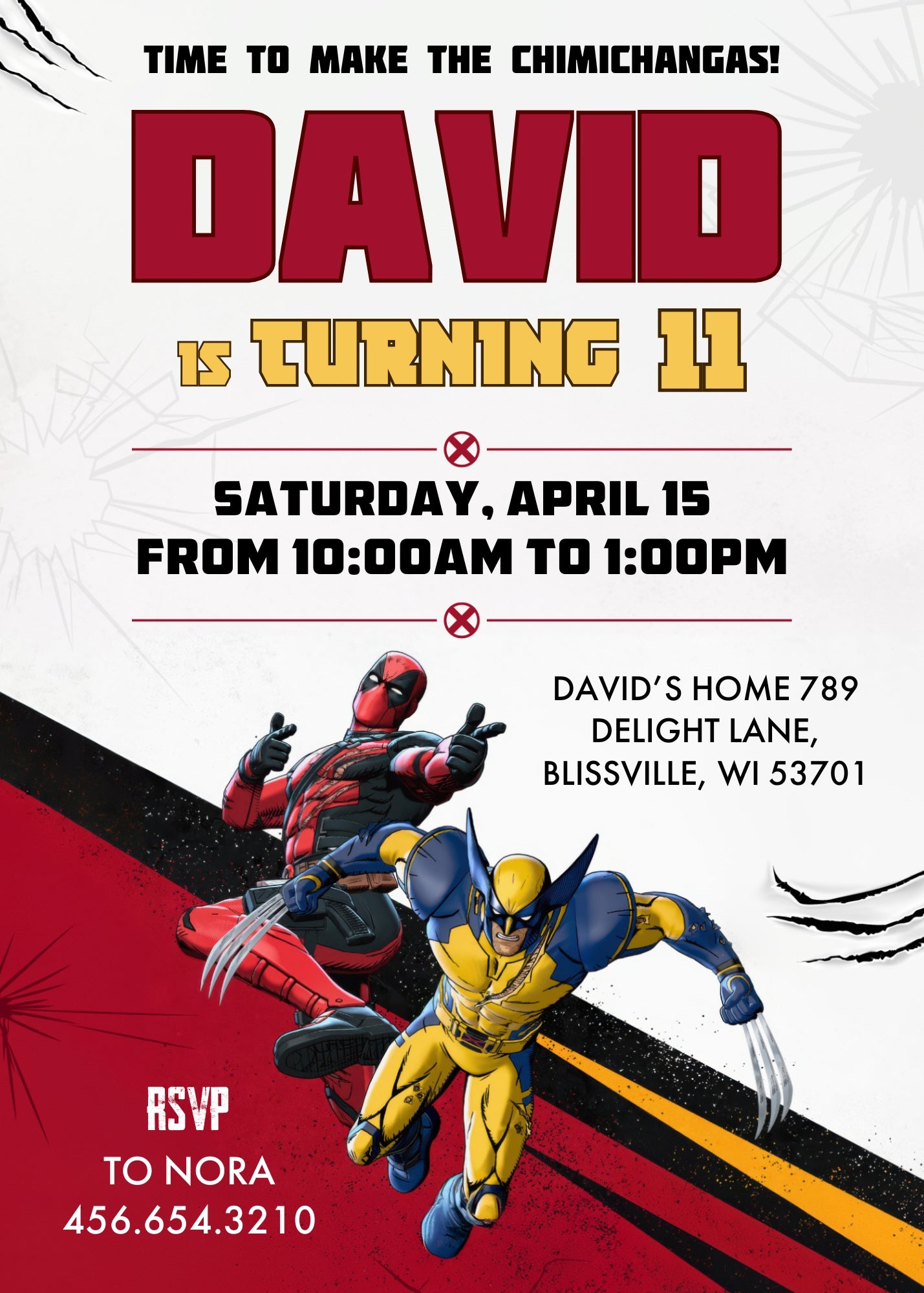 Deadpool Wolverine Marvel customizable invitation template | Share or Print | boy | DY160