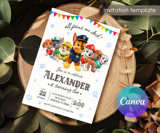 PAW Patrol customizable invitation template | Share or Print | SN149