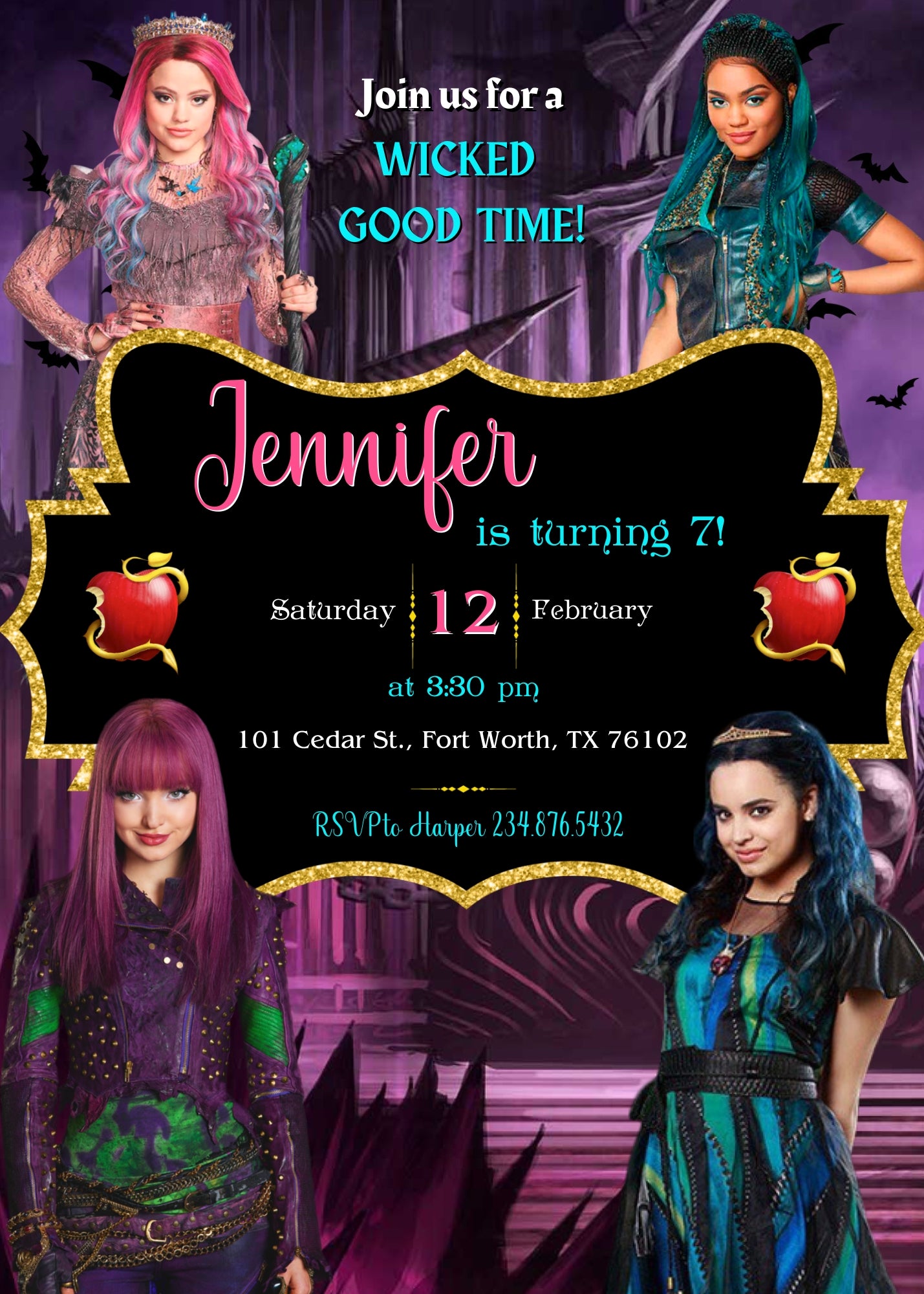 Descendants Disney customizable invitation template | Share or Print | KG066