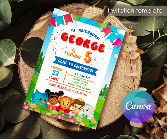 Daniel Tiger's Neighborhood customizable invitation template | Share or Print | MS853