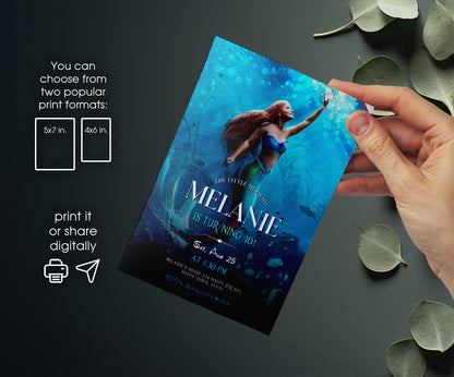 The Little Mermaid Ariel customizable invitation template | Share or Print | girl | VP431