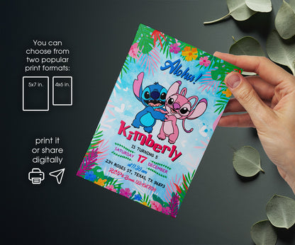 Lilo & Stitch Angel customizable invitation template | Share or Print | girl | BR798