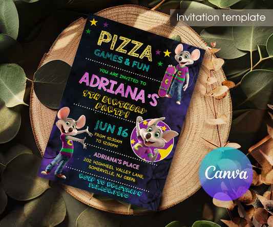 Chuck E. Cheese customizable invitation template | Share or Print | JX164