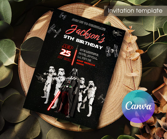 Star Wars Darth Vader customizable invitation template | Share or Print | boy | TF774