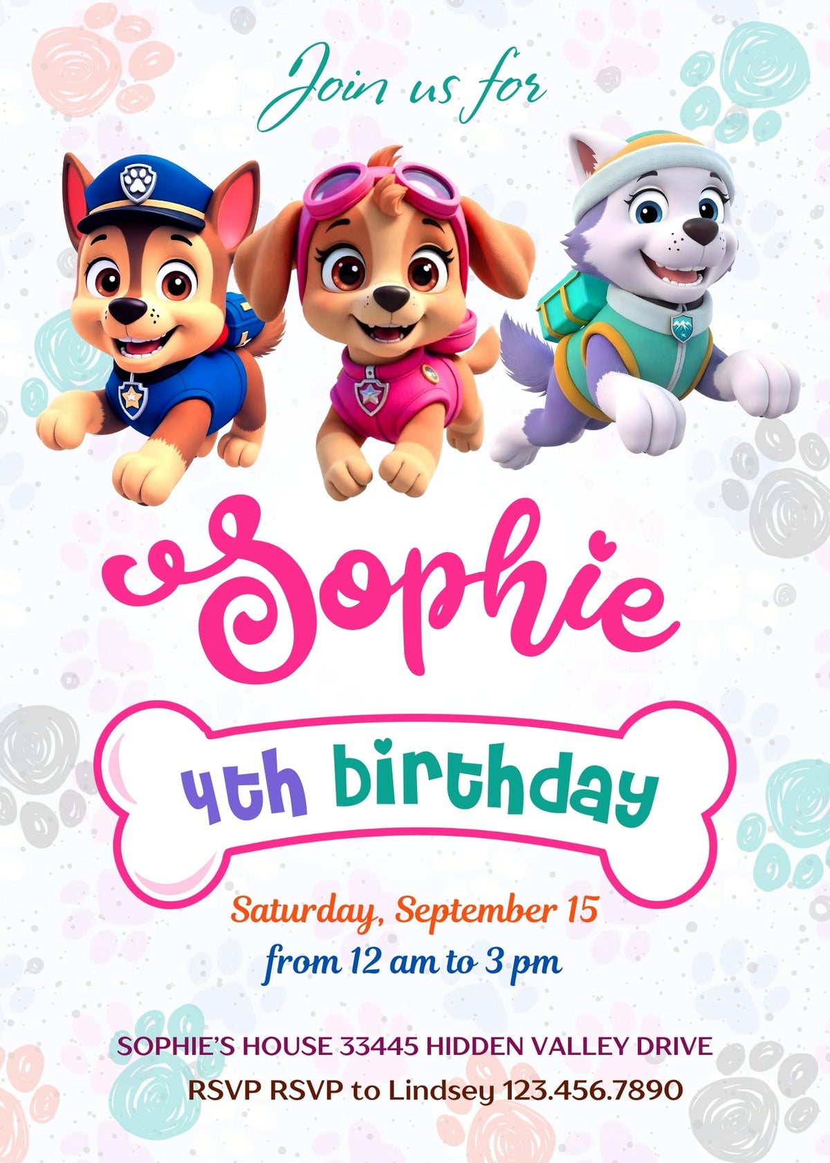 PAW Patrol customizable invitation template | Share or Print | TY172