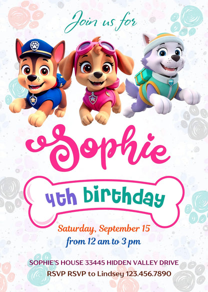 PAW Patrol customizable invitation template | Share or Print | TY172