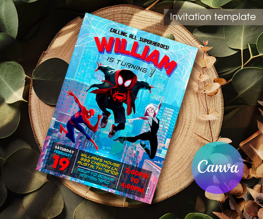 Spider Man Across the Spider-Verse customizable invitation template | Share or Print | boy | ES151