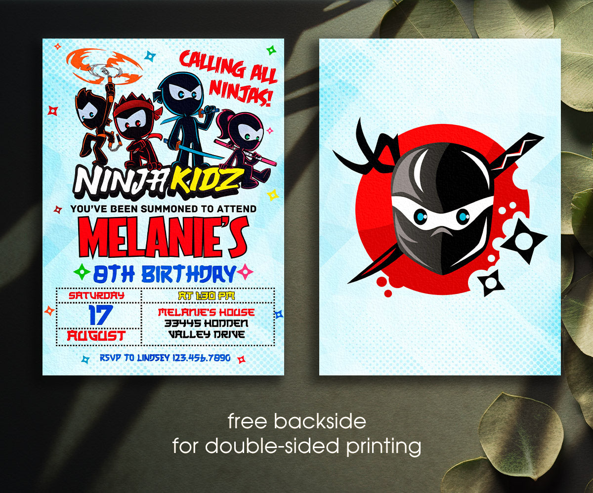 Ninja Kidz TV customizable invitation template | Share or Print | QG796