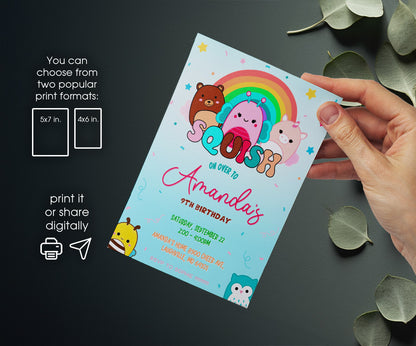 Squishmallows customizable invitation template | Share or Print | GF055