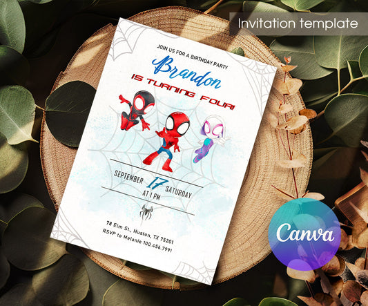 Spidey and His Amazing Friends customizable invitation template | Share or Print | boy | TQ809