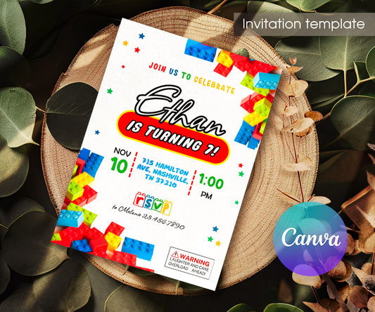 Lego customizable invitation template | Share or Print | AP705