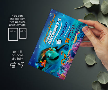 Finding Nemo customizable invitation template | Share or Print | YL786