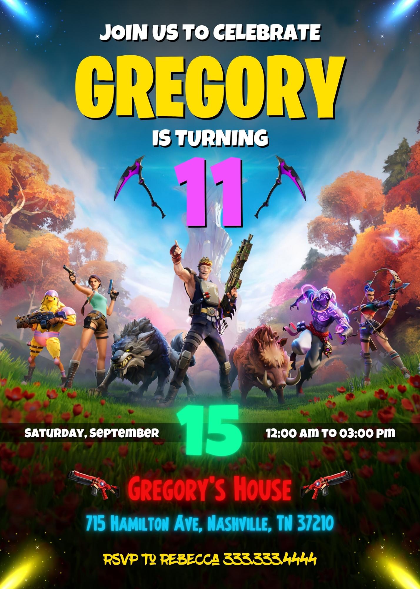 Fortnite Gamer customizable invitation template | Share or Print | boy | GX591
